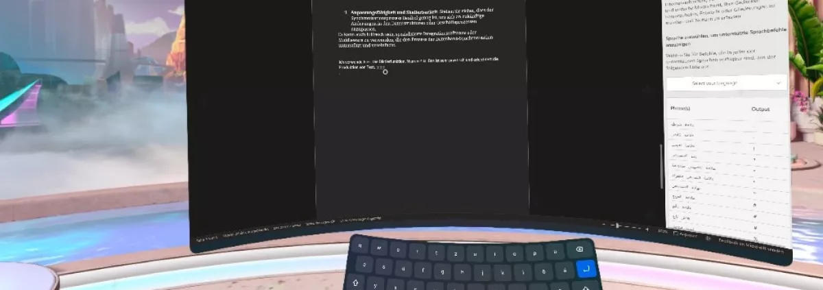 Word im Browser auf Oculus Quest 3